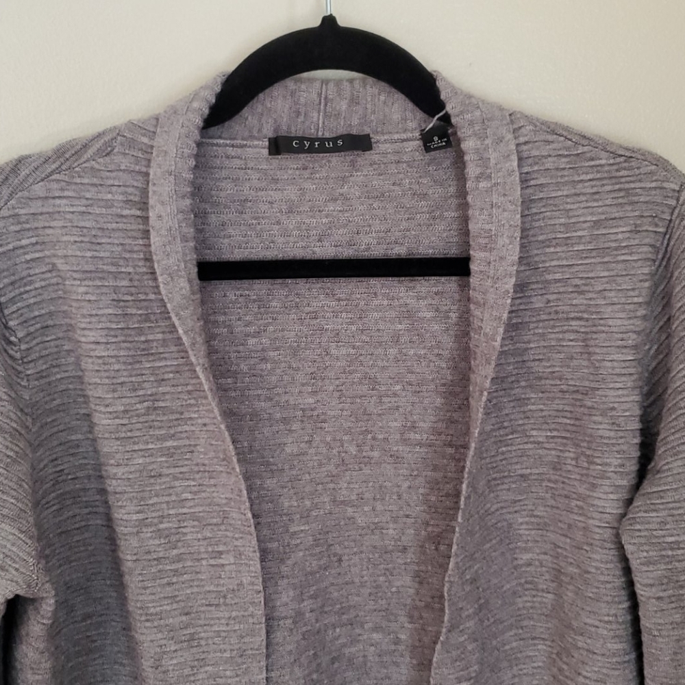 CYRUS Long Ribbed Open Cardigan - Picture 3 of 4